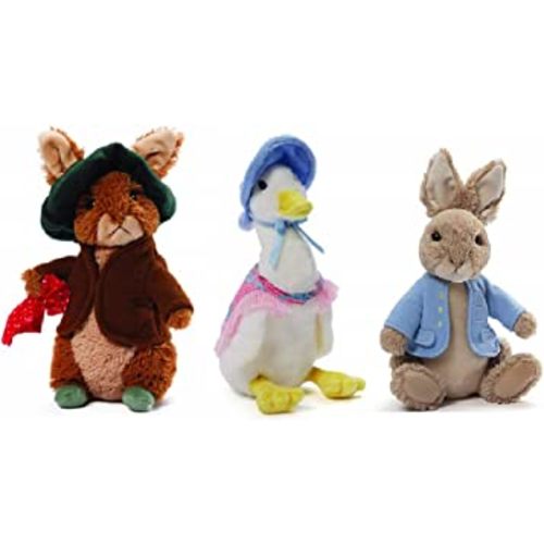 GUND Bunny 3 PCE Peter Rabbit Stuffed Animals Plush Bundle, Peter Rabbit Plush, Benjamin Bunny Rabbit Stuffed Animals and Jemima Puddle Duck -Great Peter Rabbit Toys and for Peter Rabbit Decor, 7.5''