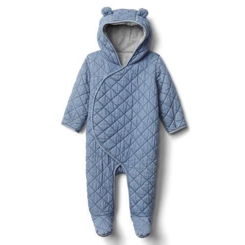 Baby Quilted Chambray Bear One-Piece