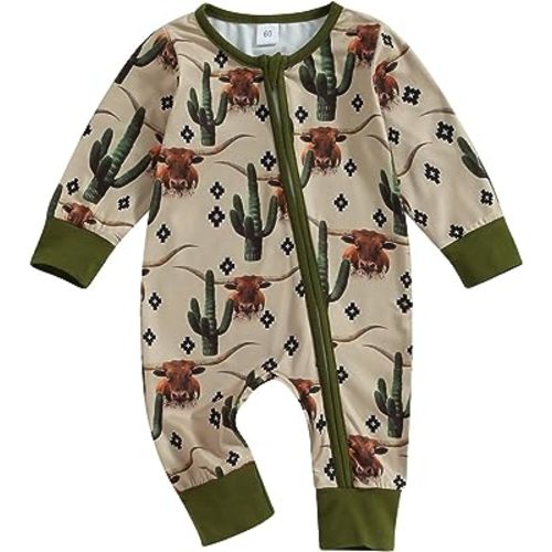 Muasaaluxi Western Baby Girl Boy Clothes Short Sleeve Cow Print Romper One Piece Bodysuit Shorts Summer Outfit