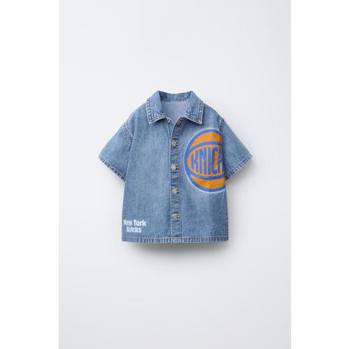 NEW YORK KNICKS NBA © DENIM SHIRT - Light blue | ZARA United States