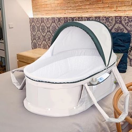 Baby Travel Bassinet Portable Bassinet for Baby Portable Baby Bed Travel Mini Baby Cribs Co Sleeper for Baby in Bed with 2 in 1 Canopy for Newborn -Light Grey