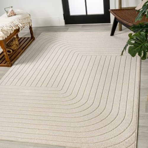 Jonathan Y Odense High-low Minimalist Angle Geometric Ivory/cream 4 Ft. X 6 Ft. Indoor/outdoor Area Rug