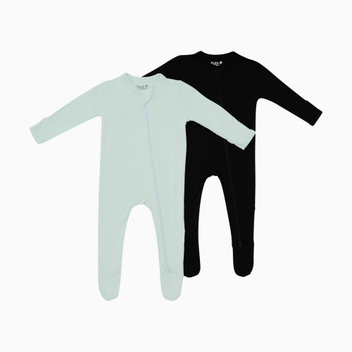 Kyte Baby Zipper Footie Bundle (2 Pack) - Black/Green, 0-3 M