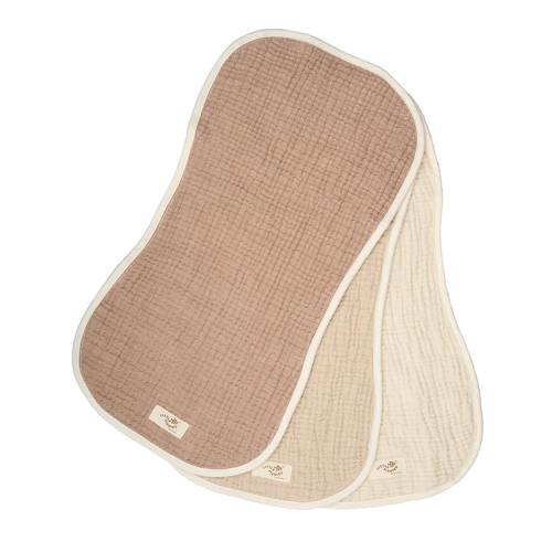 Little Fishies Gauze Burping Cloth Bundle - 3 Pack - Natural / Beige / Warm Taupe