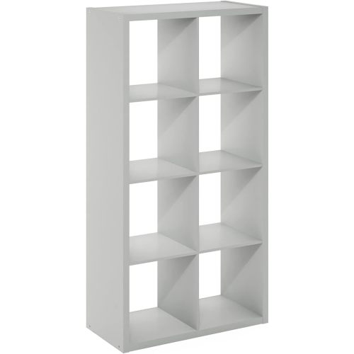 Furinno Cubicle Open Back Decorative Cube Storage Organizer, 8-Cube, Light Grey