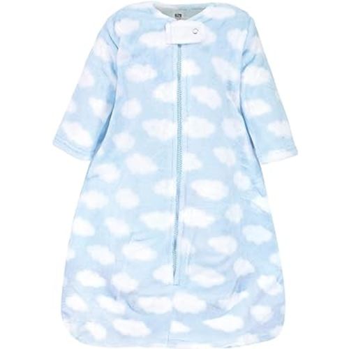 Hudson Baby Unisex Baby Plush Sleeping Bag, Sack, Blanket, Blue Clouds, 12-18 Months