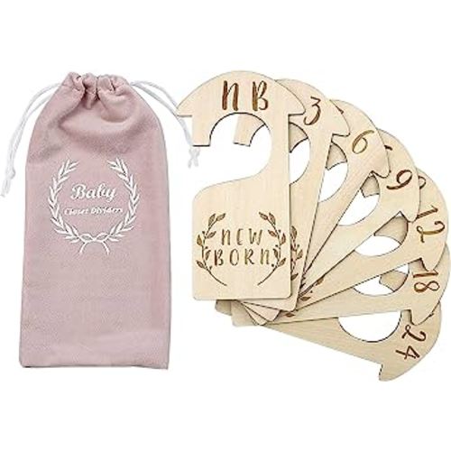 Premium Wood Baby Closet Dividers,Set of 7,from Newborn to 24 Month,Baby Closet Organizers,Nursery Decor,Baby Clothes Organizers (Style-3)