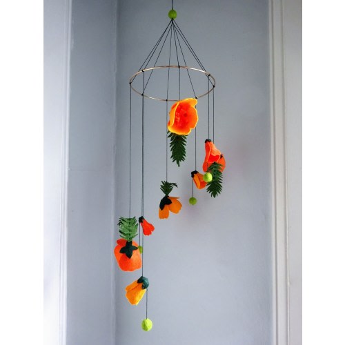 California Poppy Mobile | Golden Poppy Mobile | California Nursery Decor | California Baby Mobile | Floral Baby Mobile | Poppy Mobile