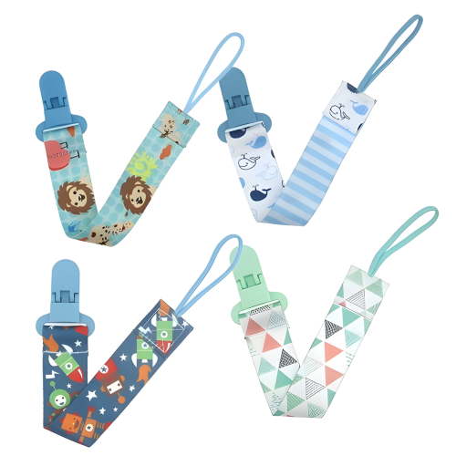 XIRQI 4Pcs Pacifier Clip,Cute Clips to Attract Babies Pacifier Holder,Skin-Friendly Material, Soft and Comfortable Binky Clips