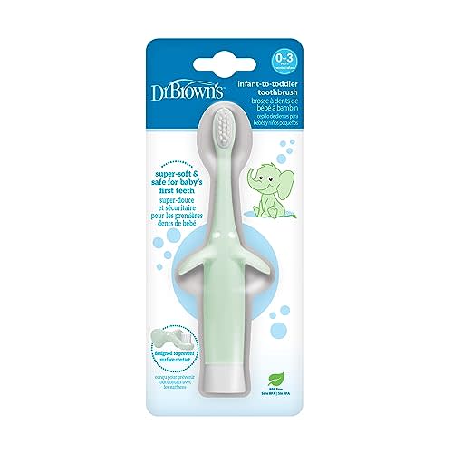 Dr. Brown's Infant-to-Toddler Toothbrush, Elephant, Mint, 0-3 Years