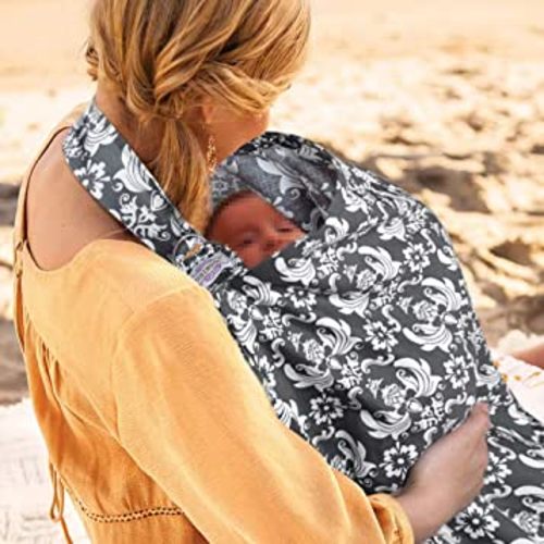 UHINOOS Nursing Cover,Infinity Soft Breastfeeding Cotton for Babies with No See Through Cotton for Mother Nursing Apron for Breastfeeding (Grey)