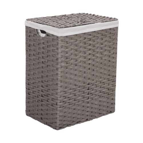 Seville Classics Modern Handwoven Lidded Rectangle Laundry Room Hamper with Liner