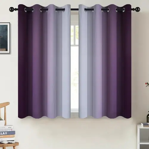 COSVIYA Blackout Curtains & Drapes Ombre Purple Curtains 45 inch Length 2 Panels,Room Darkening Light Blocking Grommet Gradient Insulated Thermal Window Curtains for Bedroom/Living Room,52x45 inches