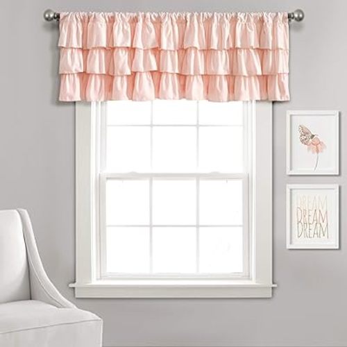Lush Decor Belle Valance Vintage Chic Style Single Curtain, 84" W x 18" L, Pink