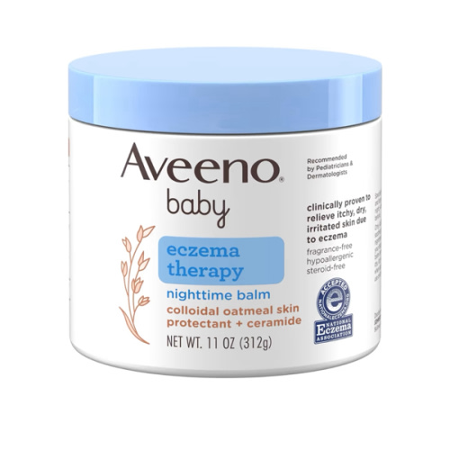 Aveeno Baby Eczema Therapy Nighttime Moisturizing Body Balm, Soothes & Relieves Dry, Itchy Skin from Eczema, HSA/FSA Eligible, Hypoallergenic, Fragrance- & Steroid-Free, 11 oz