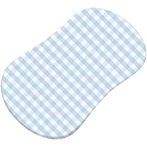 SheetWorld Fitted 100% Cotton Jersey Bassinet Sheet Fits Halo Bassinet Swivel Sleeper 17 x 30, Blue Gingham, Made in USA