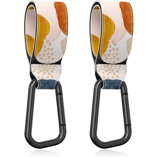 Baby Stroller Hooks for Hanging Bags, Universal Stroller Clips Accessories, Mommy Hook for Diaper Bag, Shopping Cart, Purse, Backpack - 2 Pack, Abstract Spots