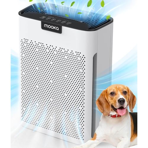 Air Purifiers for Home Large Room 2200 Ft² with Washable Filters, MOOKA H13 HEPA Filter Pet Air Purifier for Bedroom with Fragrance, Air Cleaner for Smoke Dust Pollen Pets Hair Odor, KJ190L White
