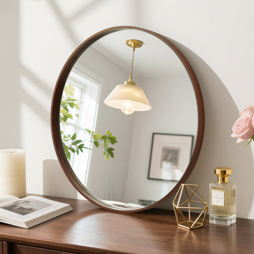 Ebern Designs Karrina Accent Wood Round Mirror & Reviews | Wayfair