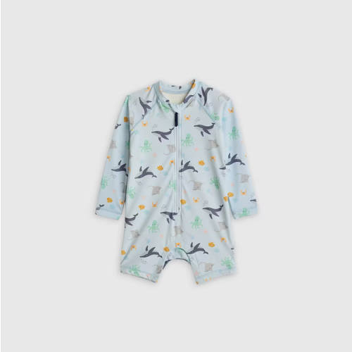 Long Sleeve Zip-Up Rash Guard One-Piece