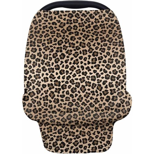 Forchrinse Leopard Cheetah Animal Print Baby Car Seat Canopy for Boys Girls - Soft Nursing Breastfeeding Cover Stroller Cover Baby Car Seat Cover