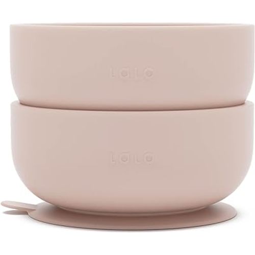 Lalo Suction Bowls - 2 Pack, 100% Silicone Non-Toxic BPA-Free Baby Bowls with Suction Base To Prevent Accidental Tip-Overs - Silicone Bowls For Babies And Toddlers - Grapefruit
