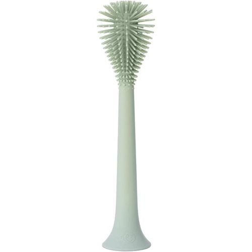 ezpz Bottle Brush (Sage) - Silicone Bottle Cleaning Tool with Long Sturdy Handle, Flexible Top for Tight Spaces - Gently Cleans Cups, Glasses, Bottles and Accessories - Suction Base, BPA-Free