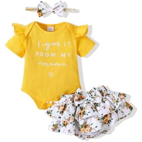 Mioglrie Newborn Infant Baby Girl Clothes Romper Shorts Set Floral Summer Outfits Cute Baby Clothes Girl