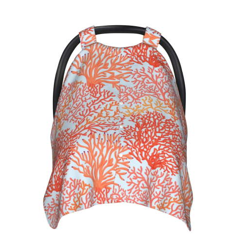Car Seat Cover Baby - Corals Breathable Infant Car Seat Cover for Baby Carseat, Lightweight Comfort Baby Essentials Must Haves Newborn Stuff for Girl Boy
