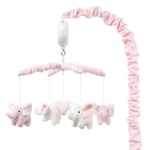 The Peanutshell Pink Elephant Musical Baby Crib Mobile For Girls