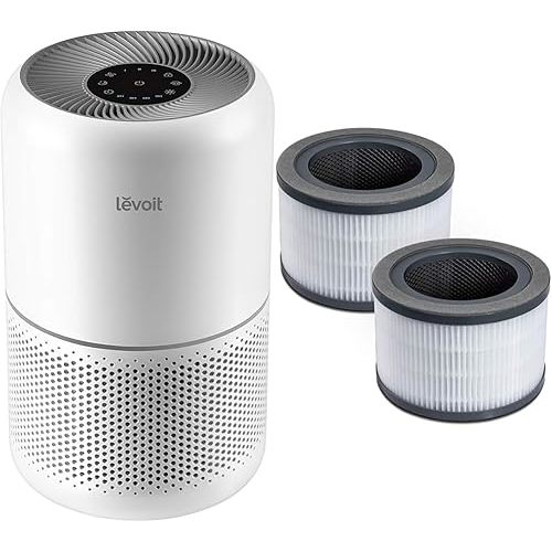 LEVOIT Air Purifier for Home Allergies Pets Hair in Bedroom & Vista 200 Air Purifier Replacement Filter, 3-in-1 HEPA, High-Efficiency Activated Carbon, Vista200-RF, 2 Pack, Black