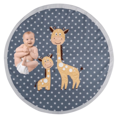 Oberlux Safari Collection Baby Playmat with Inner Memory Foam Pad, Non-Slip, Machine Washable, Gray, Tan, Unisex