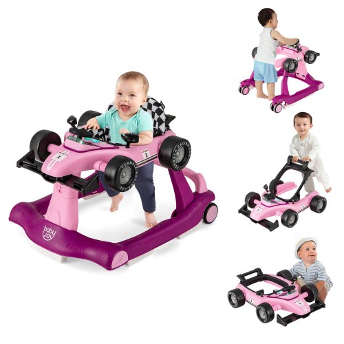 Costway 4-in-1 Baby Walker Foldable Activity Walker with Adjustable Height & Speed Purple