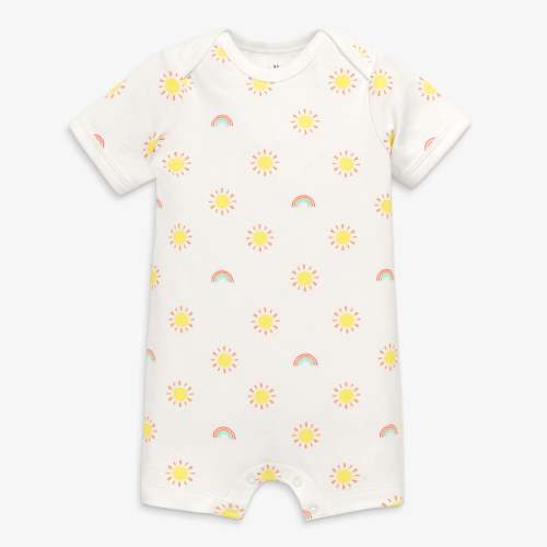 Organic babysuit shortie in sunny day | Primary.com, Size 3-6m