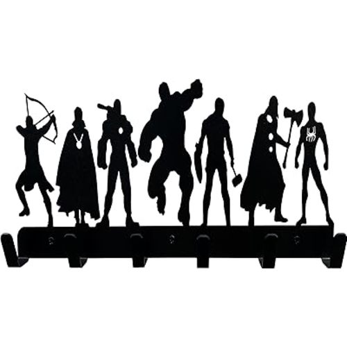 Superhero Coat Hook Wall Mounted 6 Hooks, Entryway Organizer, Modern Coat Hooks for Wall Mounting, Towel & Robe Rack with Superhero Theme- Heavy Duty, Decorative Hooks for Home, Bathroom