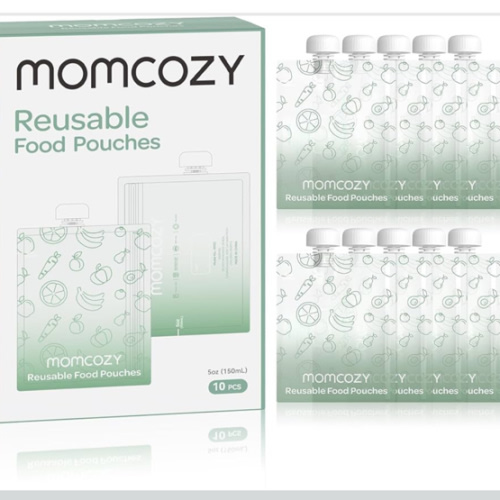 Momcozy Reusable Baby Food Pouches for Toddlers,BPA Free Plastic,Food Safe,Freezer Safe,Refillable for Applesauce Yogurt & Puree Squeeze Pouch,10 packs,5oz