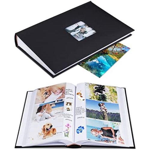 Photo Album 4x6 Hold 402 Photos with Memo Slip-in Pockets Photo Book - Black