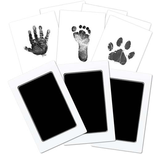 Baby Footprint Handprint Kit Clean Touch Large Ink Pad, 3 Pcs Pet Dog Paw Stamp Pad Print Kit, Safe Newborn Inkless Infant Hand and Footprint Ornament Kit, Doesn’t Touch Skin, Impression Memory Gift