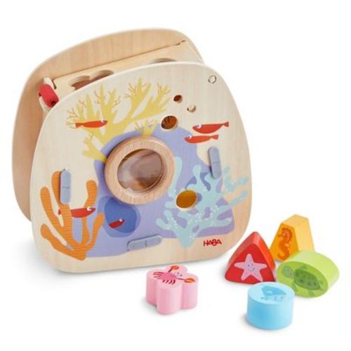 HABA Underwater World Wooden Toys Shape Sorter: Montessori Toys for 2 Year Old, Sensory Sorting Box with Sea Creature Blocks for Toddlers 18 Months+