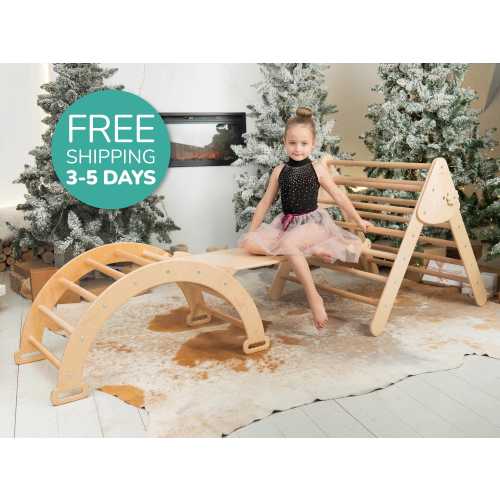 4in1 Set Montessori Climbing Set, WoodandHearts furniture, Climbing Arch, Toddler Slide, ClimbingTriangle, Baby Climbing gym, Kletterdreieck