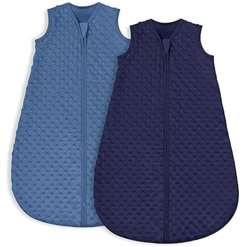 Yoofoss Fleece Baby Sleep Sack 6-12 Months with Plush Dots, TOG 1.5 Baby Wearable Blanket with 2-Way Zipper, Cotton Toddler Sleep Sack Fleece