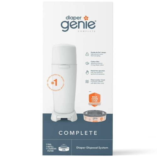 Diaper Genie, Ultimate Odor-Lock White Diaper Pail, Fully Assembled with 1 Full Sized Refill