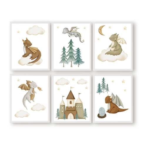 Dragon Nursery Prints Set of 6