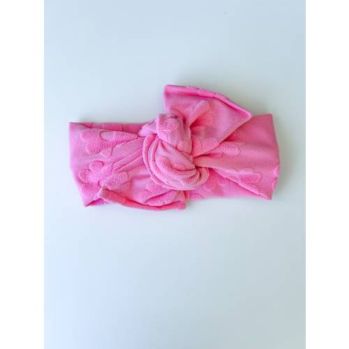 Pink daisy tie on headwrap, baby top knot headband, toddler headwrap, daisy towel headwrap