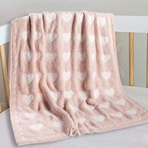 Super Soft Baby Blanket with Heart Light Pink 30 x 40 inch