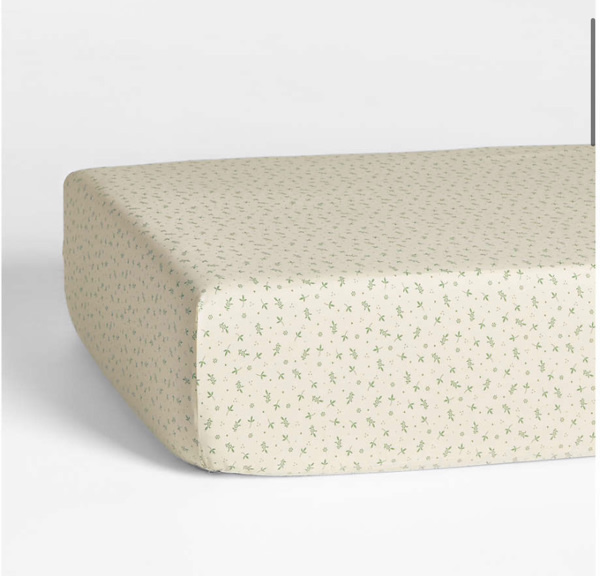 Bramble Floral 100% Organic Cotton Baby Crib Fitted Sheet By Sharland England