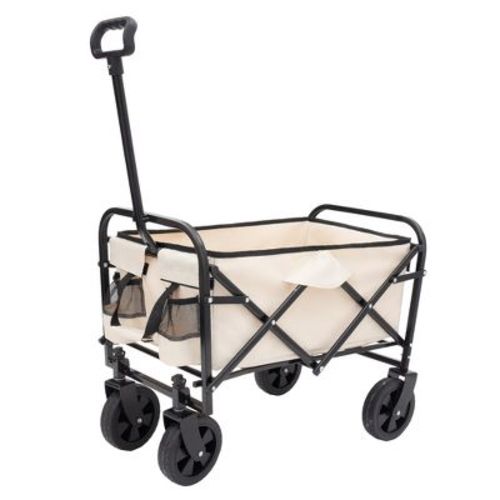 NAYSAYE Wagon Extension Collapsible Utility Cart with Dual Layer Design for Outdoor Adventures, White, 25.98"*17.32"*37.4"