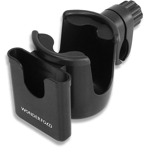 WONDERFOLD Stroller Wagon Cup & Phone Holder Attachment Featuring Anti-Slip Design and Rubber Grips for Drink Stability (Compatible with All Wagon Models)