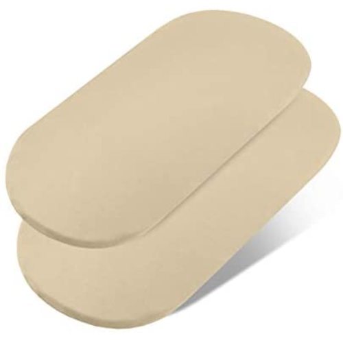 Jersey Knit Bassinet Sheet Set, Suitable for Cradles and Moses Baskets, Fitted Stretch, Fits Most Mattresses and Pads, Soft Material, for Boys and Girls, 30" x 16" x 2", Cream, 2 Pack