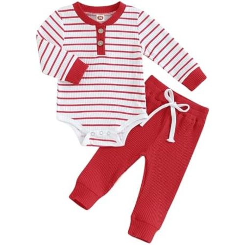 Newborn Baby Boy Girl Clothes Ribbed Knitted Long Sleeve Romper Pants Solid Cotton Infant Fall Winter Outfits 2Pcs